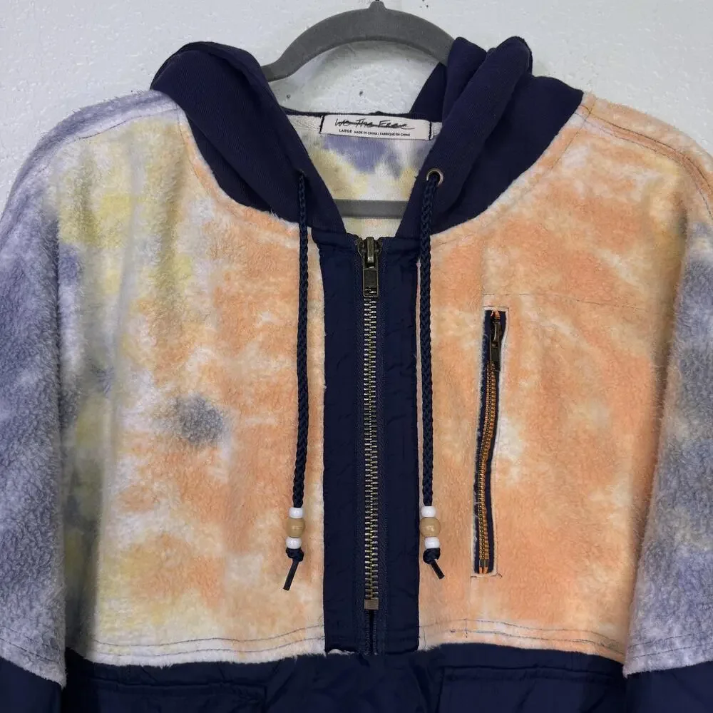 Free People No Big Deal Jacket Womens Large Tie Dye Hoodie Pullover Boho Outdoor